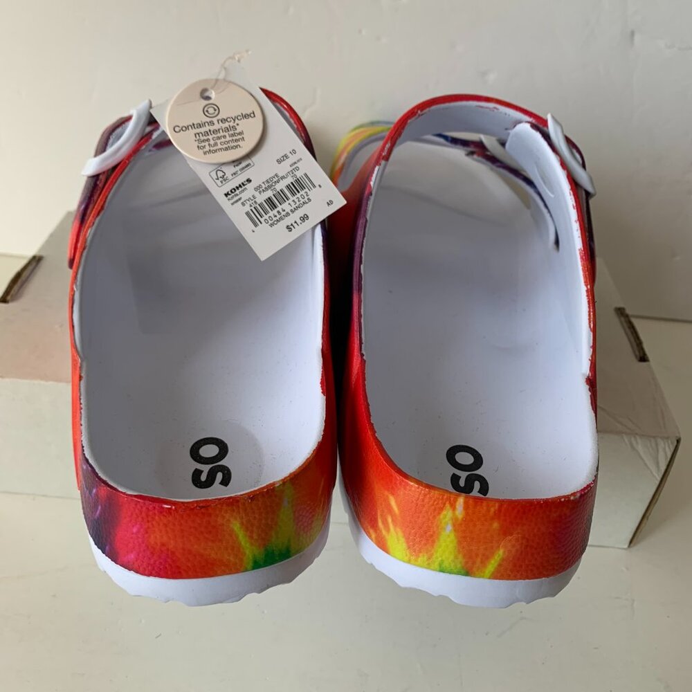 SO TIE DYE PASSION FRUIT SLIDE SANDALS SIZE 10 - Picture 7 of 10